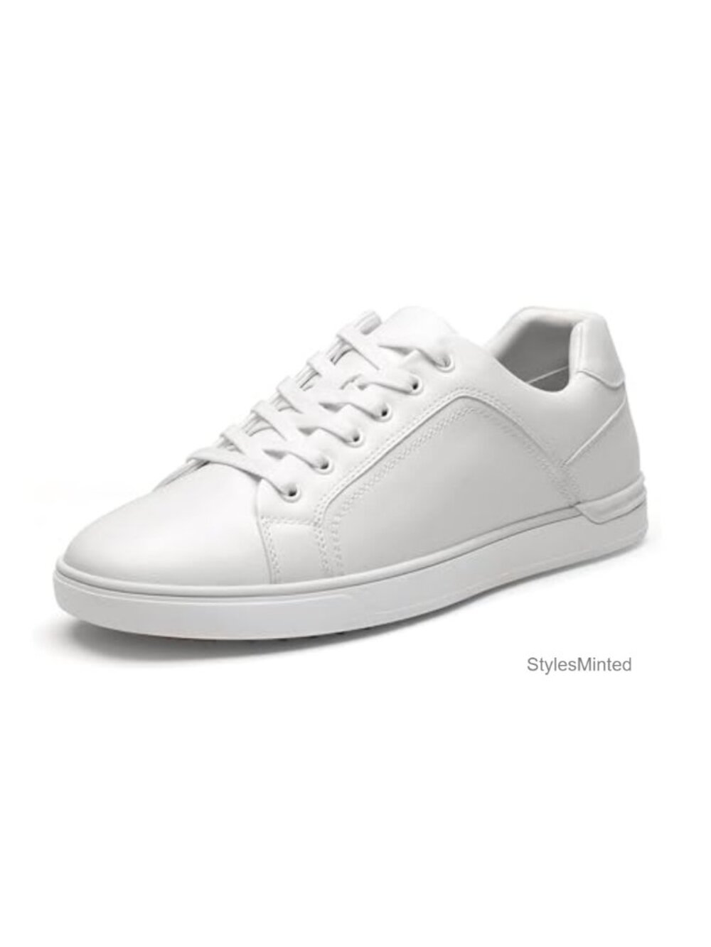 Men's Faux Leather Lace-Up Casual Dress Sneakers Cushioned Low Top